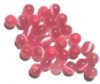 30 6mm Round Dark Pink Fiber Optic Cat Eye Beads